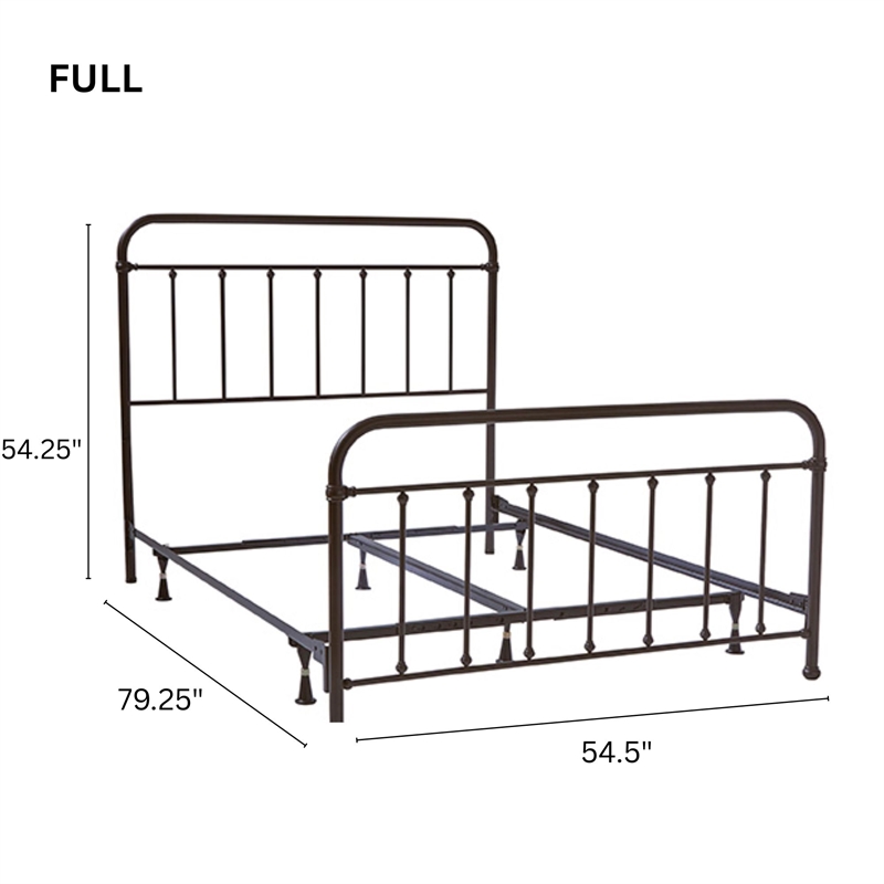 Pemberly Row Full Bed with Bolt-On Metal Frame in Oiled Bronze