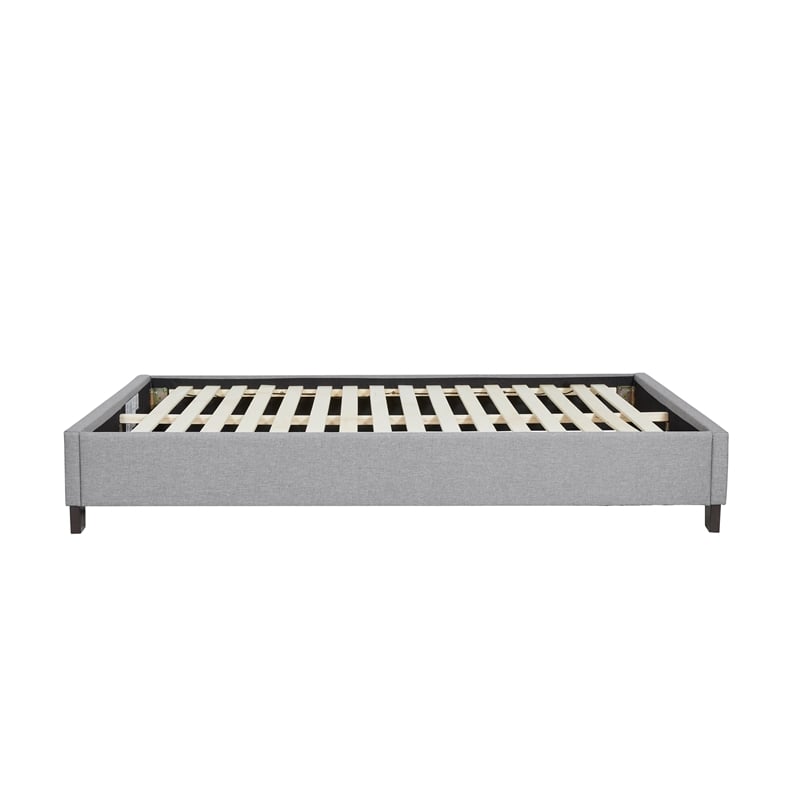 Pemberly Row Full Upholstered Platform Bed with Wooden Slats in Gray