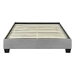 Pemberly Row Queen Upholstered Platform Bed with Wooden Slats in Gray