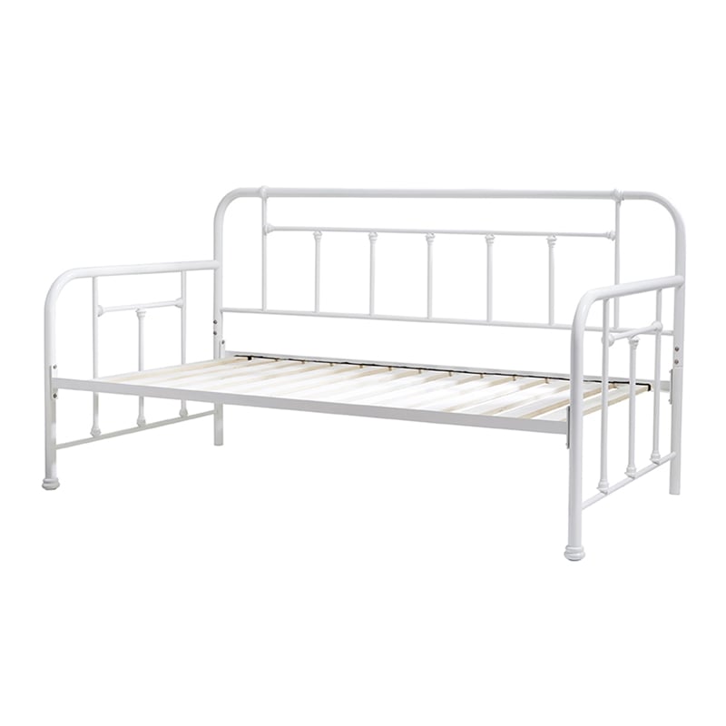 Pemberly Row Twin Size Daybed with Mattress Ready Slats in White