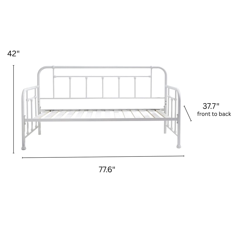 Pemberly Row Twin Size Daybed with Mattress Ready Slats in White