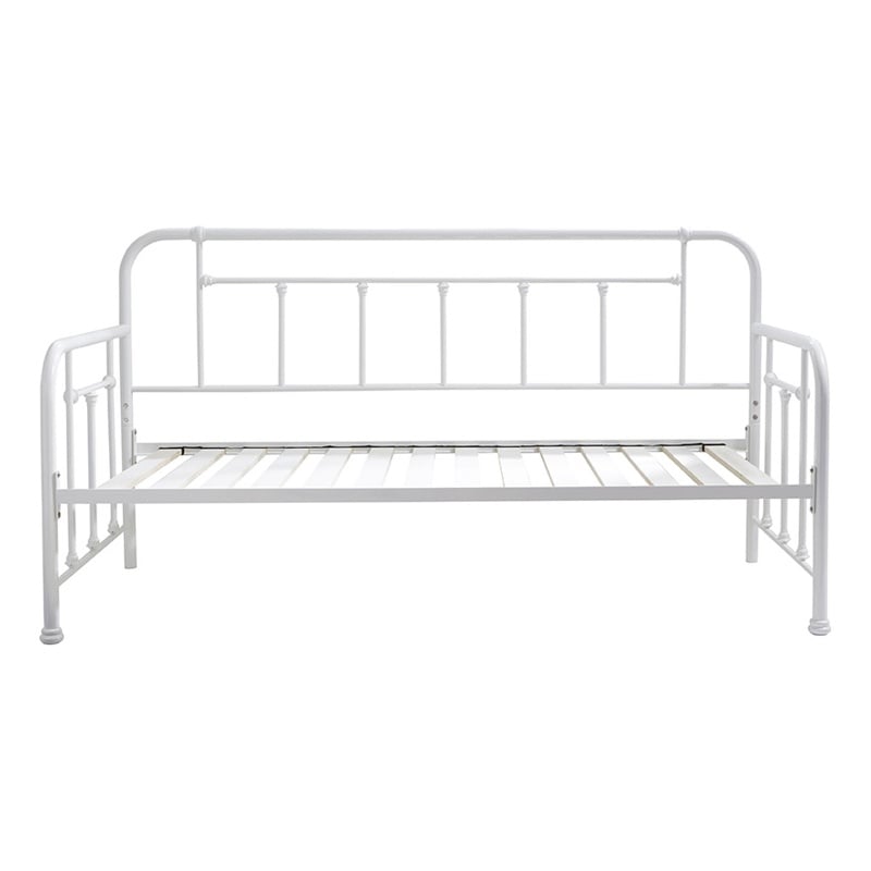 Pemberly Row Twin Size Daybed with Mattress Ready Slats in White
