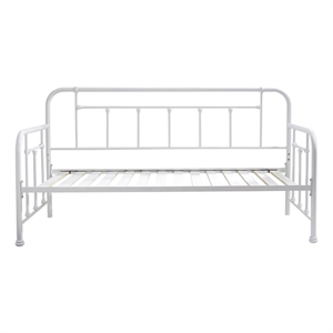 Pemberly Row Twin Size Daybed with Mattress Ready Slats in White