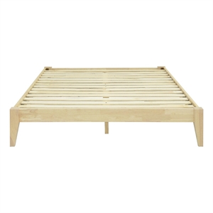 Pemberly Row Full Wood Platform Bed with Slatted Support in Natural Finish