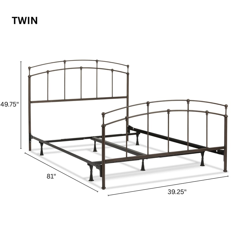 Pemberly Row Twin Bed with Standard Bolt-On Frame in Black Walnut