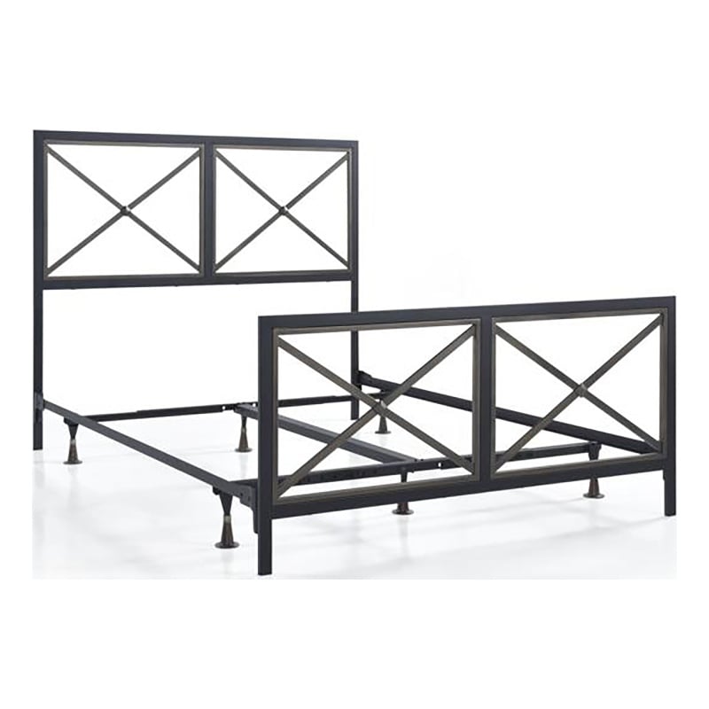 Pemberly Row Full Bed with Frame in Textured Black / Gray Bronze