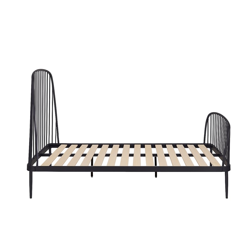 Pemberly Row Complete King Bed with Slats in Matte Black Finish