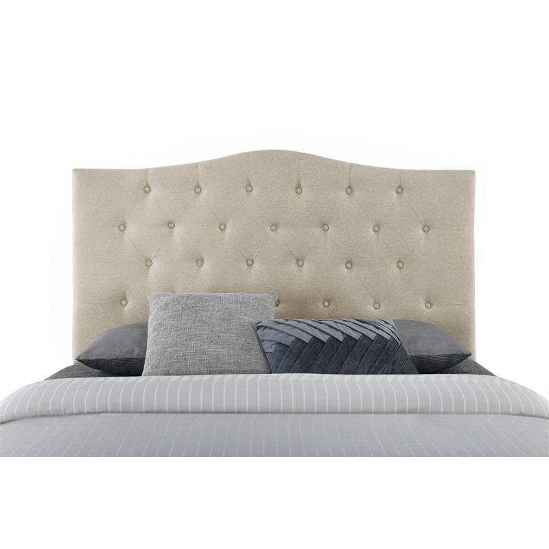 Pemberly Row Full/Queen Size Tufted Upholstered Headboard in Beige