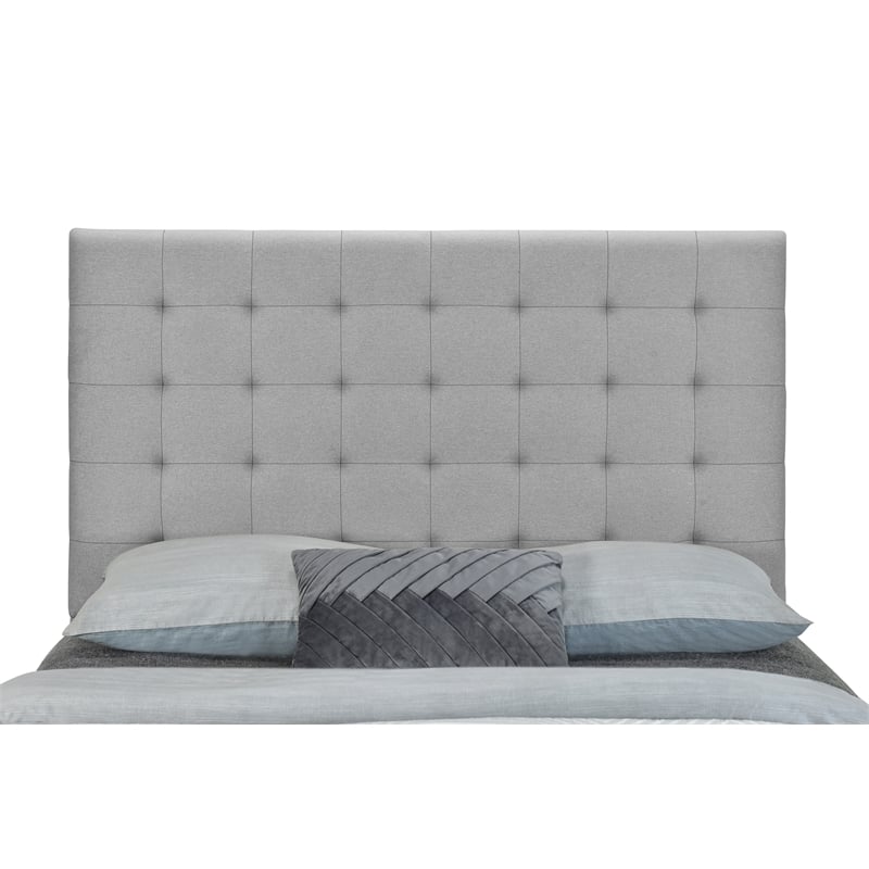 Pemberly Row King Size Tufted Upholstered Fabric Headboard in Gray
