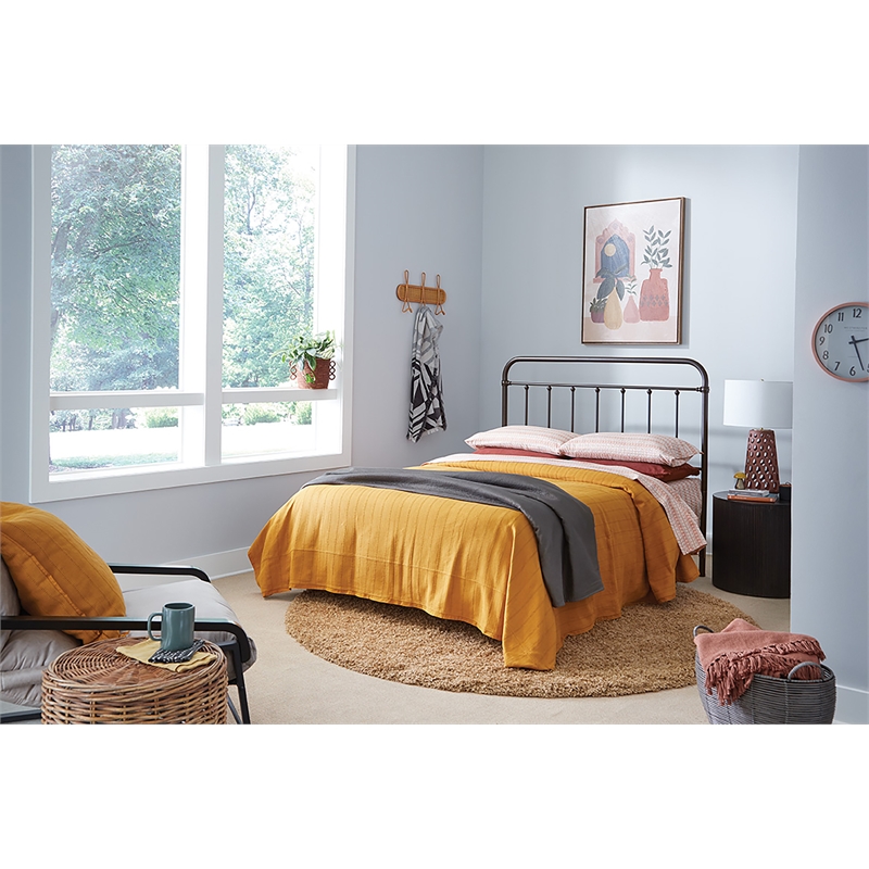 Pemberly Row King Size Spindle Metal Headboard in Oiled Bronze
