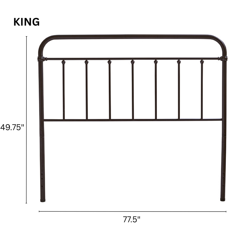 Pemberly Row King Size Spindle Metal Headboard in Oiled Bronze