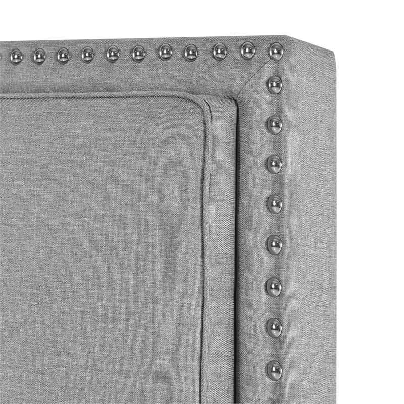 Pemberly Row King Size Upholstered Wingback Headboard in Gray