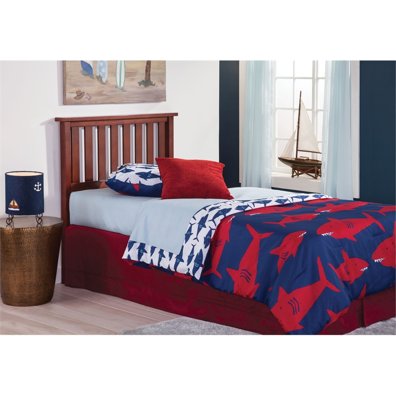 Pemberly Row Twin Size Slatted Solid Hardwood Headboard in Merlot