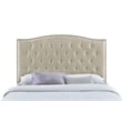 Pemberly Row Full/Queen Upholstered Nailhead Trim Headboard in Beige