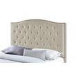 Pemberly Row Full/Queen Upholstered Nailhead Trim Headboard in Beige