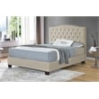 Pemberly Row Full/Queen Upholstered Nailhead Trim Headboard in Beige