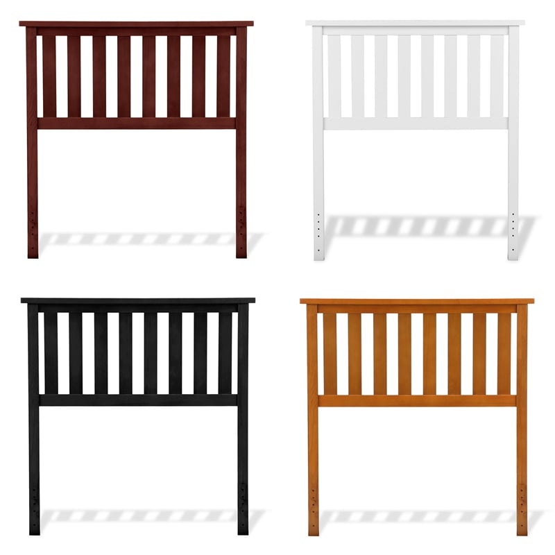 Pemberly Row Full/Queen Size Slatted Solid Hardwood Headboard in White