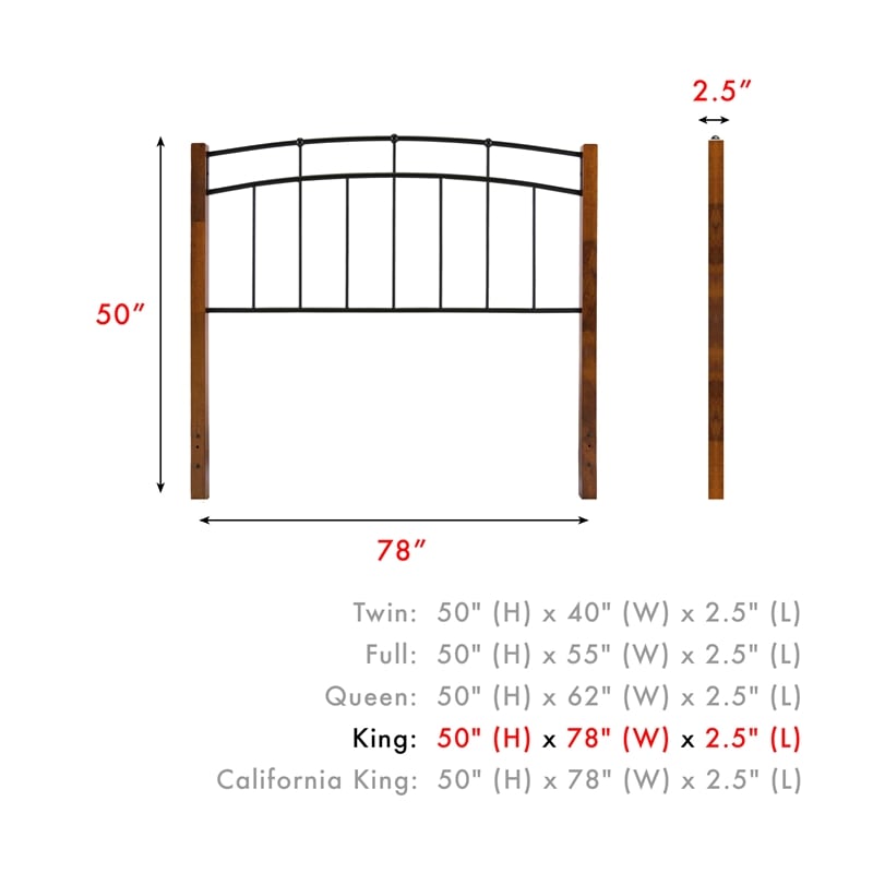 Pemberly Row King Headboard and Footboard in Textured Black & Maple