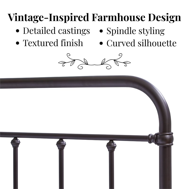 Pemberly Row Queen Size Spindle Metal Headboard in Oiled Bronze