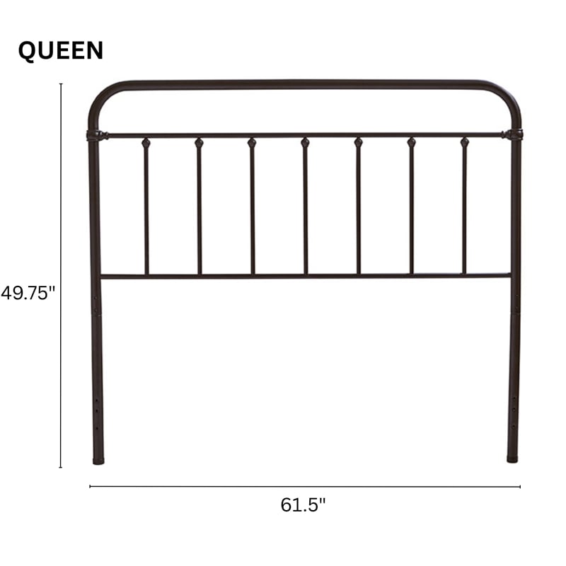 Pemberly Row Queen Size Spindle Metal Headboard in Oiled Bronze