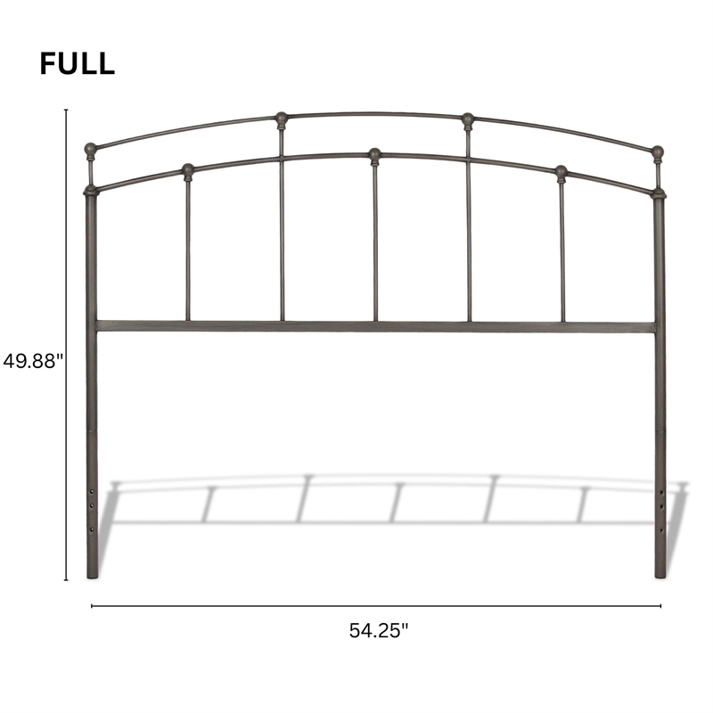 Pemberly Row Full Size Metal Headboard in Rich Black Walnut Finish