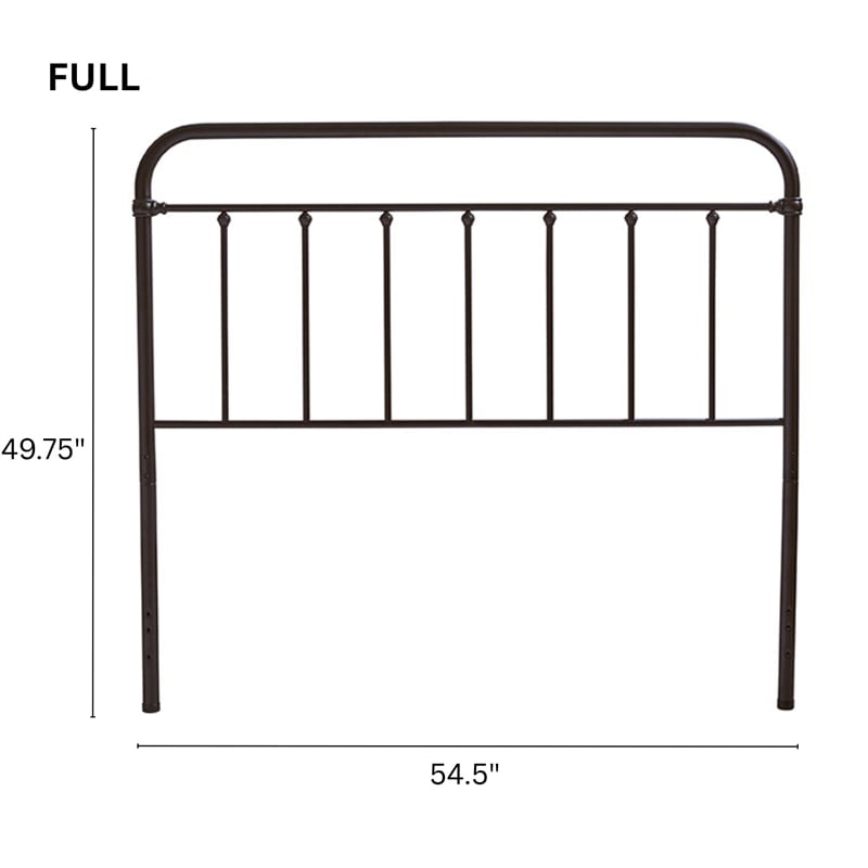 Pemberly Row Full Size Spindle Metal Headboard in Oiled Bronze