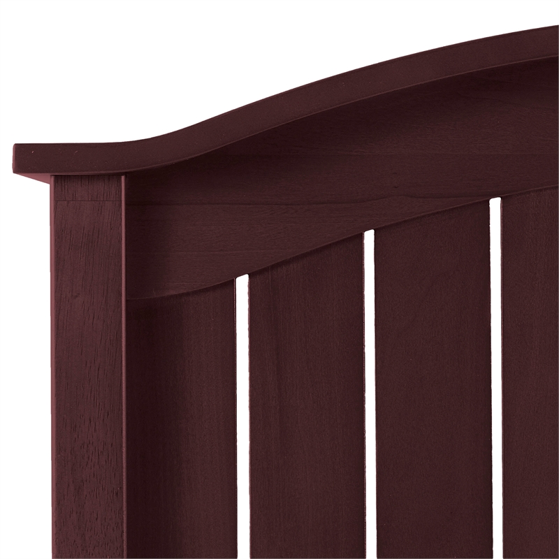 Pemberly Row Twin Size Curved Solid Hardwood Headboard in Merlot