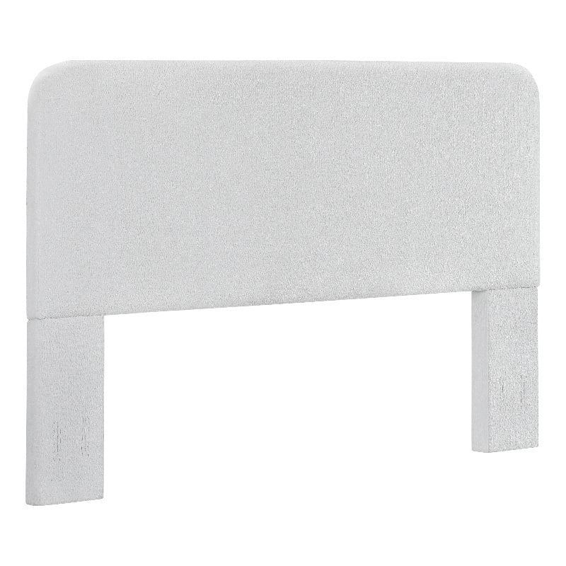 Pemberly Row King Size Upholstered Headboard in White Boucle Fabric