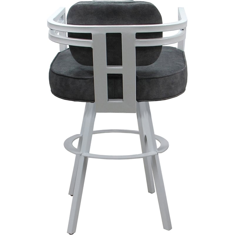 Pemberly Row White Swivel Bar Stool 30