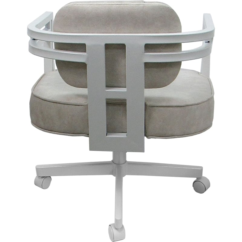 Pemberly Row White Swivel Caster Chair in Outlier Stucco Cream Fabric