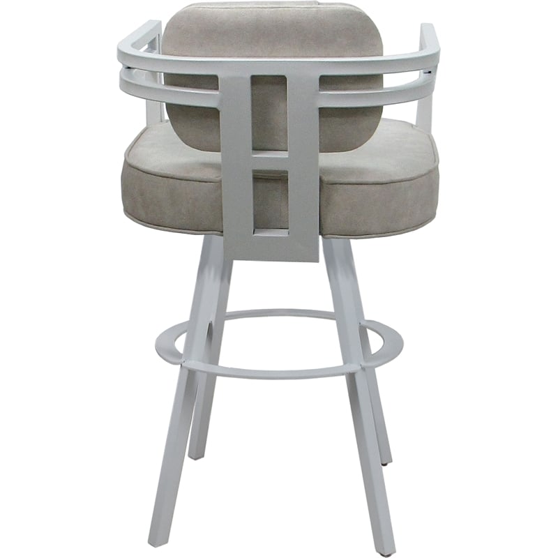 Pemberly Row White Swivel Bar Stool 30