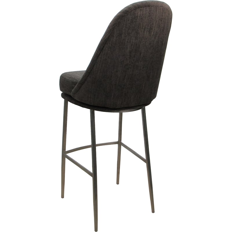 Pemberly Row Sanora Brown Fabric Stainless Steel Swivel Bar Stool 30
