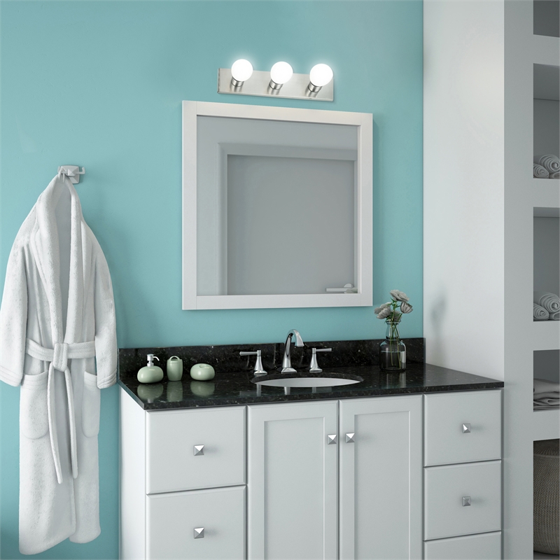 Pemberly Row 3-Light Vanity Light in Satin Nickel with Steel Frame