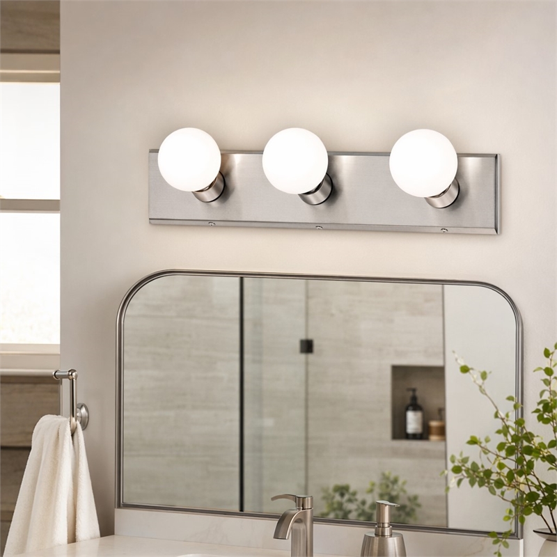 Pemberly Row 3-Light Vanity Light in Satin Nickel with Steel Frame
