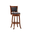 Pemberly Row Faux Leather Swivel Wood Bar Stool in Amber Finish