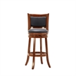 Pemberly Row Faux Leather Swivel Wood Bar Stool in Amber Finish