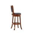 Pemberly Row Faux Leather Swivel Wood Bar Stool in Amber Finish