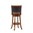 Pemberly Row Faux Leather Swivel Wood Bar Stool in Amber Finish