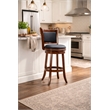 Pemberly Row Faux Leather Swivel Wood Bar Stool in Amber Finish