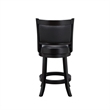Pemberly Row Faux Leather Swivel Wood Counter Stool in Ebony Finish