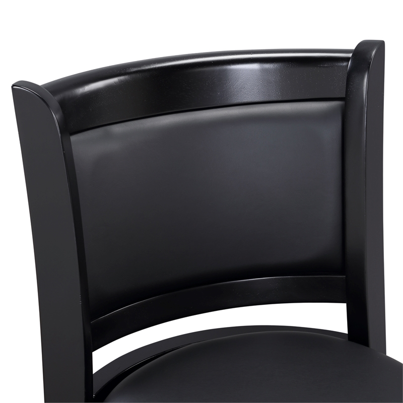 Pemberly Row Faux Leather Swivel Wood Counter Stool in Ebony Finish