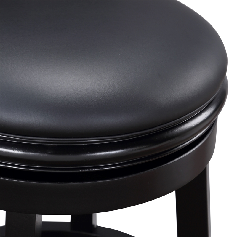 Pemberly Row Faux Leather Swivel Wood Counter Stool in Ebony Finish