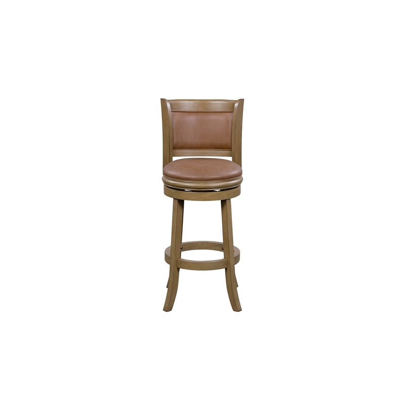 pemberly row faux leather swivel wood counter stool in toasted oak finish