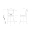 Pemberly Row Faux Leather Swivel Wood Counter Stool in Toasted Oak Finish