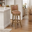 Pemberly Row Faux Leather Swivel Wood Counter Stool in Toasted Oak Finish