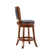 Pemberly Row Faux Leather Swivel Wood Counter Stool in Cherry Finish
