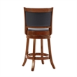 Pemberly Row Faux Leather Swivel Wood Counter Stool in Cherry Finish