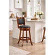 Pemberly Row Faux Leather Swivel Wood Counter Stool in Cherry Finish