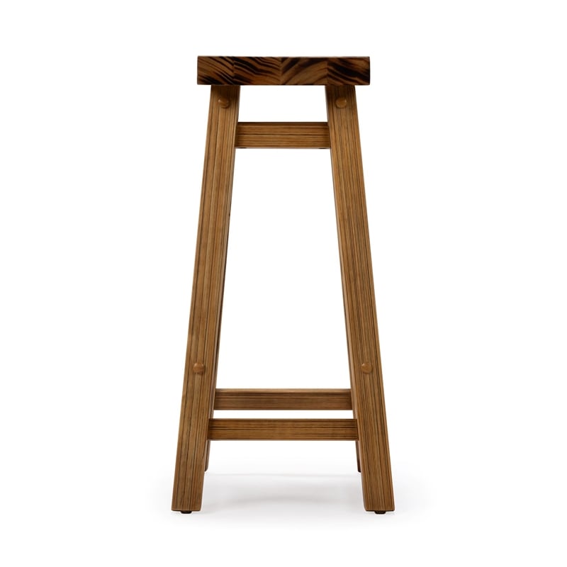 Pemberly Row Backless Saddle Counter Stool in Burnt Natural with Footrest