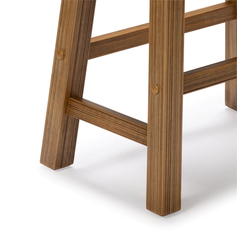 Pemberly Row Backless Saddle Counter Stool in Burnt Natural with Footrest